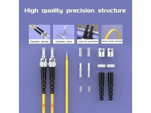 Alt view image 3 of 6 - Deuninker 75Meters 246ft ST/UPC-ST/UPC Single-Mode Fiber Optic Cable ST to ST OS2 Jumper Optical Patch Cord Duplex 9/125um Yellow ST-ST