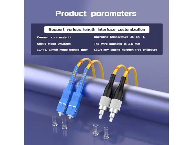 Alt view image 5 of 6 - Deuninker 75Meters 246ft SC/UPC-FC/UPC Single-Mode Fiber Optic Cable SC to FC OS2 Jumper Optical Patch Cord Duplex 9/125um Yellow SC-FC