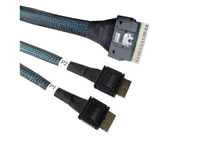 Alt view image 2 of 6 - Deuninker SlimSAS 8X to 2*oCuLink 4X,SFF-8654 74pin to 2*SFF-8611 36pin Cable 80cm(Broadcom MPN 05-60001-00CBL-SAST-1154-85)