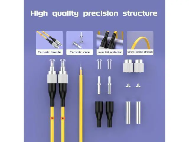 Alt view image 3 of 6 - Deuninker 75Meters 246ft LC/UPC-FC/UPC Single-Mode Fiber Optic Cable LC to FC OS2 Jumper Optical Patch Cord Duplex 9/125um Yellow LC-FC