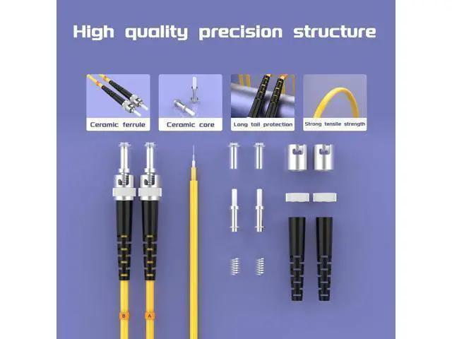 Alt view image 3 of 6 - Deuninker 75Meters 246ft LC/UPC-ST/UPC Single-Mode Fiber Optic Cable LC to ST OS2 Jumper Optical Patch Cord Duplex 9/125um Yellow LC-ST