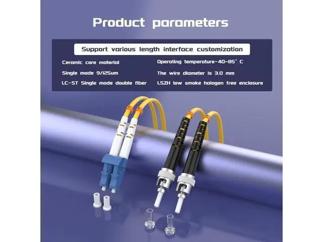 Alt view image 5 of 6 - Deuninker 75Meters 246ft LC/UPC-ST/UPC Single-Mode Fiber Optic Cable LC to ST OS2 Jumper Optical Patch Cord Duplex 9/125um Yellow LC-ST