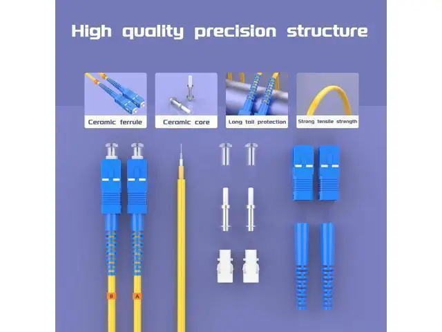 Alt view image 3 of 6 - Deuninker 75Meters 246ft SC/UPC-ST/UPC Single-Mode Fiber Optic Cable SC to ST OS2 Jumper Optical Patch Cord Duplex 9/125um Yellow SC-ST