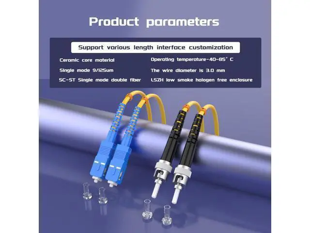 Alt view image 5 of 6 - Deuninker 75Meters 246ft SC/UPC-ST/UPC Single-Mode Fiber Optic Cable SC to ST OS2 Jumper Optical Patch Cord Duplex 9/125um Yellow SC-ST