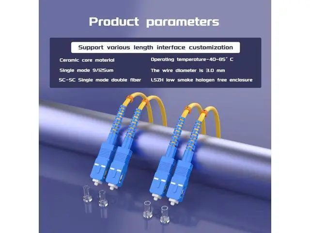 Alt view image 5 of 6 - Deuninker 75Meters 246ft SC/UPC-SC/UPC Single-Mode Fiber Optic Cable SC to SC OS2 Jumper Optical Patch Cord Duplex 9/125um Yellow SC-SC