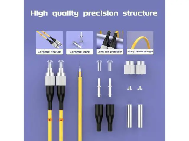 Alt view image 3 of 6 - Deuninker 75Meters 246ft FC/UPC-ST/UPC Single-Mode Fiber Optic Cable FC to ST OS2 Jumper Optical Patch Cord Duplex 9/125um Yellow FC-ST