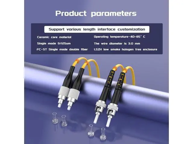 Alt view image 5 of 6 - Deuninker 75Meters 246ft FC/UPC-ST/UPC Single-Mode Fiber Optic Cable FC to ST OS2 Jumper Optical Patch Cord Duplex 9/125um Yellow FC-ST