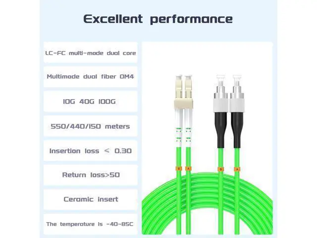Alt view image 2 of 7 - Deuninker lc to fc Fiber Patch Cable om3 10GB/giga-bit Multimode Duplex Jumper MMF 50/125?m LSZH Fiber Optic Cord,8Meters/26.2ft,Green