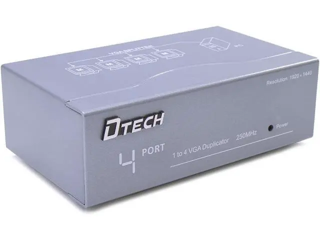 Alt view image 4 of 7 - Deuninker Powered 4 Port VGA Splitter Box Video Distribution Duplicator for 1 PC to Multiple Monitors Projector