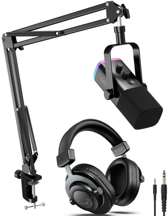 Main image of Deuninker XLR/USB Dynamic Microphone Kit with Studio Monitor Headphones, Gaming Microphone for PC Bundle with Over-Ear Wired Headphones, Mic Boom Arm for Streaming, Podcast, Vocal Recording (AM8T+H8)