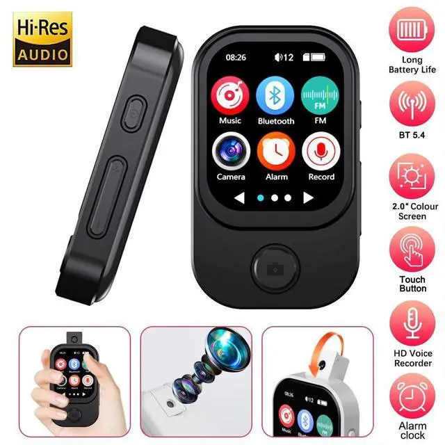 Alt view image 4 of 6 - QURO Colour Screen Bt Mp3/4 Player Camera Take Photos Viedos E-Book Clock Built-in Speaker Video Playback Hd Recording Hifi Audio white 16GB
