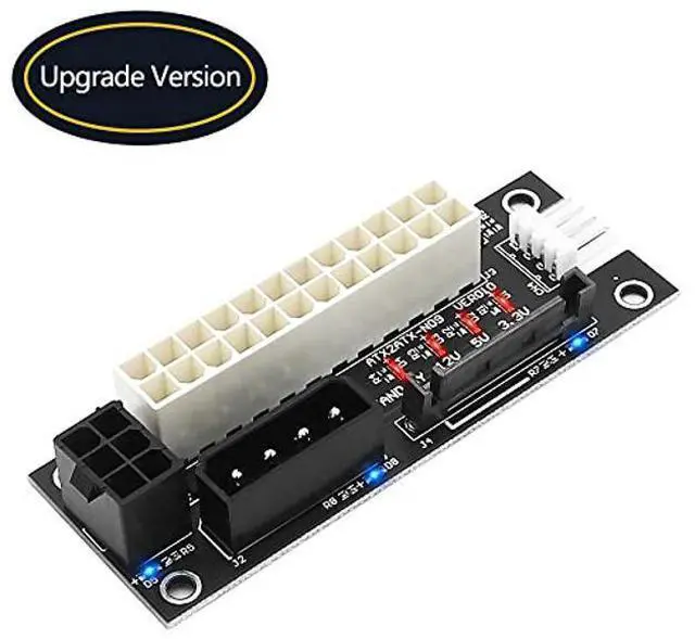 Alt view image 2 of 5 - ADD2PSU Power Supply Connector 4 in 1 Molex 4Pin/SATA/ATX 6Pin/4Pin Dual PSU Multiple Power Supply Adapter, Synchronous Power Board, Add 2PSU with Power LED (Black)