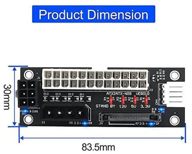 Alt view image 3 of 5 - ADD2PSU Power Supply Connector 4 in 1 Molex 4Pin/SATA/ATX 6Pin/4Pin Dual PSU Multiple Power Supply Adapter, Synchronous Power Board, Add 2PSU with Power LED (Black)