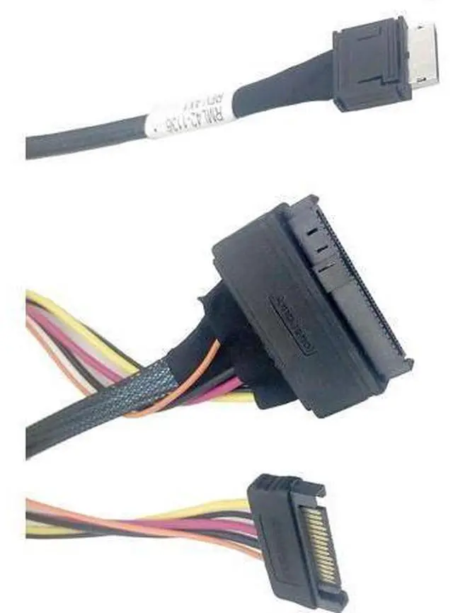 Alt view image 2 of 6 - Deuninker oCuLink 4X to U.2 NVMe SSD,SFF-8611 to SFF-8639 Cable with Power 100cm(CBL-SAST-0956)