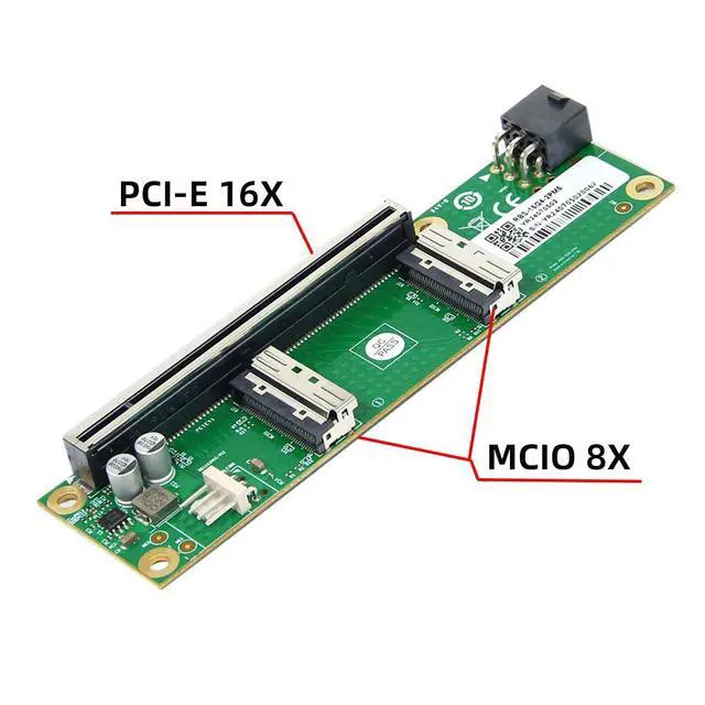 Alt view image 3 of 5 - NFHK Adapter Dual MCIO 8i Mini Cool Edge IO SFF-TA-1016 to PCIE5.0 PCI-Express 16x VROC Adapter for Mainboard SSD Graphics Card