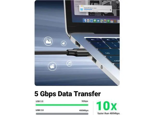 Alt view image 3 of 7 - UGREEN USB Extender, USB 3.0 Extension Cable Male to Female USB Cable High-Speed Data Transfer Compatible with Webcam, Gamepad, USB Keyboard, Mouse, Flash Drive, Hard Drive, Oculus VR, Xbox 15 FT