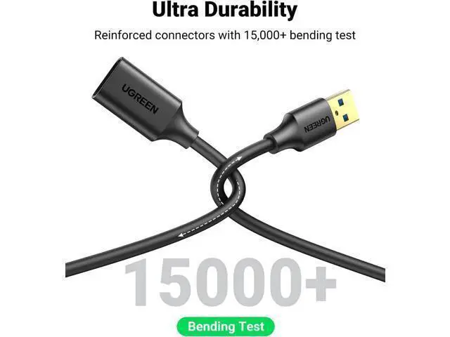Alt view image 5 of 7 - UGREEN USB Extender, USB 3.0 Extension Cable Male to Female USB Cable High-Speed Data Transfer Compatible with Webcam, Gamepad, USB Keyboard, Mouse, Flash Drive, Hard Drive, Oculus VR, Xbox 15 FT
