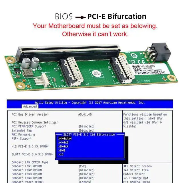 Alt view image 5 of 5 - NFHK Adapter Dual MCIO 8i Mini Cool Edge IO SFF-TA-1016 to PCIE5.0 PCI-Express 16x VROC Adapter for Mainboard SSD Graphics Card