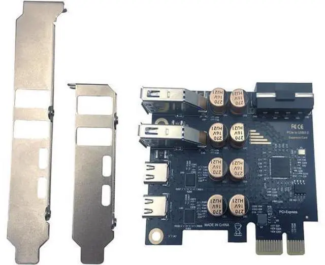 Alt view image 2 of 7 - Deuninker PCIe to USB 3.0 + USB-C Expansion Card 5Gbps 1 to 4 Desktop Adapter with D720201 Controller, 4-Port Splitter (4-Pin Power Port)