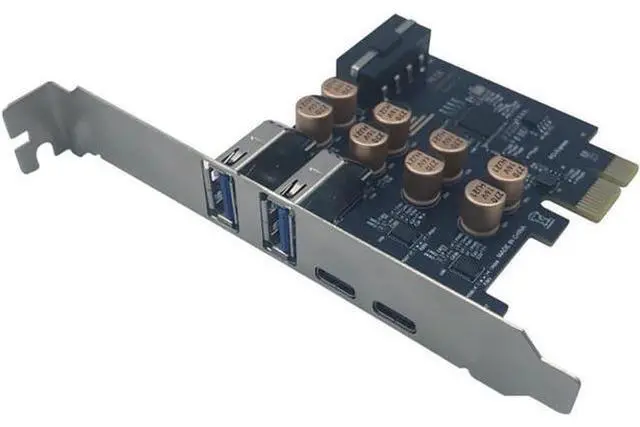 Main image of Deuninker PCIe to USB 3.0 + USB-C Expansion Card 5Gbps 1 to 4 Desktop Adapter with D720201 Controller, 4-Port Splitter (4-Pin Power Port)