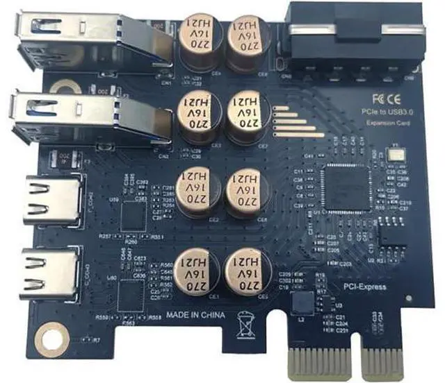 Alt view image 3 of 7 - Deuninker PCIe to USB 3.0 + USB-C Expansion Card 5Gbps 1 to 4 Desktop Adapter with D720201 Controller, 4-Port Splitter (4-Pin Power Port)