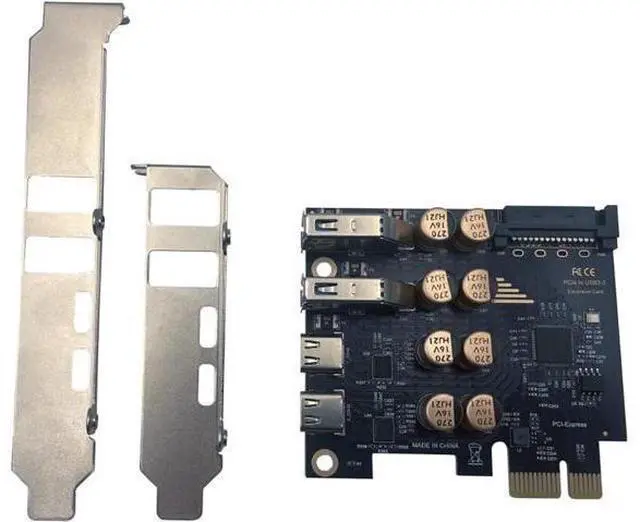 Alt view image 2 of 7 - Deuninker PCIe to USB 3.0 + USB-C Expansion Card 5Gbps 1 to 4 Desktop Adapter with D720201 Controller, 4-Port Splitter (SATA Power Port)