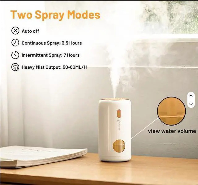 Alt view image 5 of 6 - QURO Vehicle Mounted Humidifier Wireless air Purification in the Vehicle Automatic Spray Large Capacity Aromatherapy Atomizer Beige