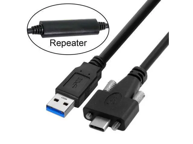 Alt view image 2 of 7 - Deuninker USB 3.0 to USB C Dual Locking Connector Data Cable with Repeater Chipset for Industrial Camera 8.0M