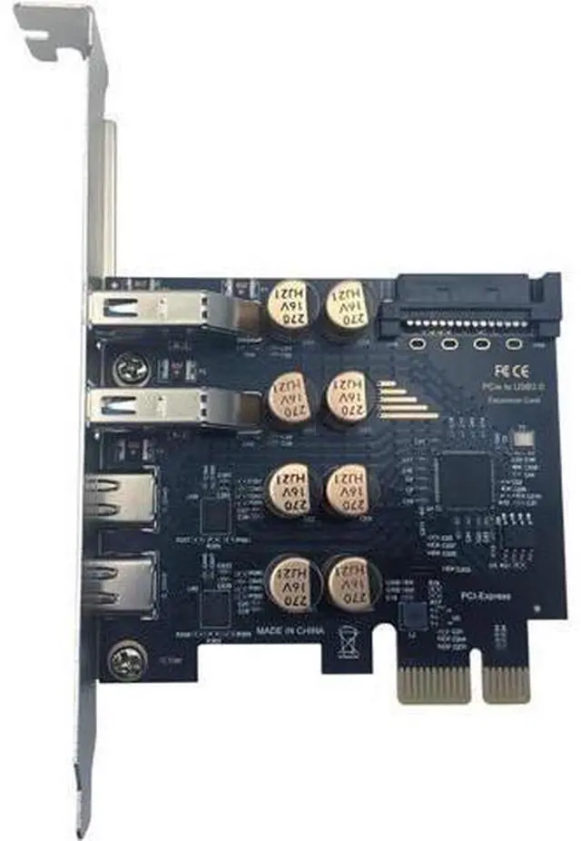 Alt view image 5 of 7 - Deuninker PCIe to USB 3.0 + USB-C Expansion Card 5Gbps 1 to 4 Desktop Adapter with D720201 Controller, 4-Port Splitter (SATA Power Port)