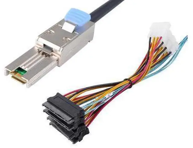 Main image of Deuninker Heretom Mini-SAS SFF-8088 26P to 4 X SAS SFF-8482 29 Pin with Power Cable 2 Meter 6.6FT