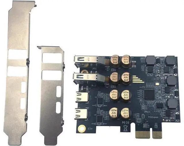 Alt view image 2 of 6 - DeuninkerPCIe to USB 3.0 + USB-C Expansion Card 5Gbps 1 to 4 Desktop Adapter with D720201 Controller, 4-Port Splitter (No Power Port Version)