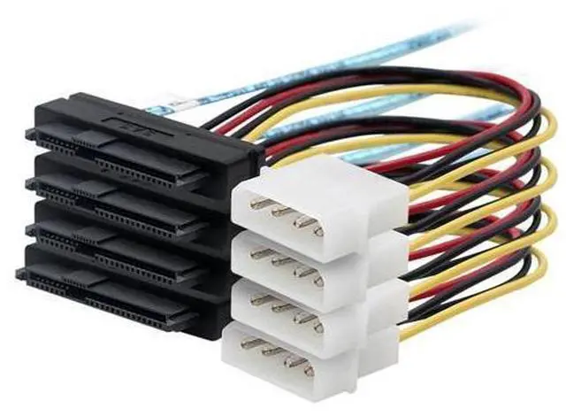 Alt view image 4 of 6 - DeuninkerHeretom Mini-SAS SFF-8088 26P to 4 X SAS SFF-8482 29 Pin with Power Cable 1 Meter 3.3FT