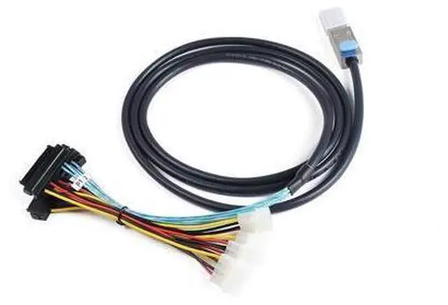 Alt view image 6 of 6 - Deuninker Heretom Mini-SAS SFF-8088 26P to 4 X SAS SFF-8482 29 Pin with Power Cable 2 Meter 6.6FT