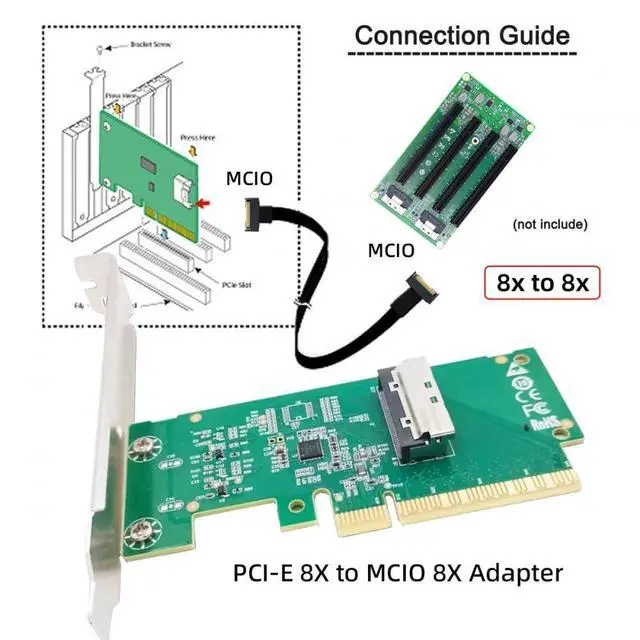 Alt view image 4 of 5 - CY Card PCIE5.0 PCI-Express 8X to MCIO 8i Mini Cool Edge IO SFF-TA-1016 VROC Adapter for Mainboard SSD Graphics Card