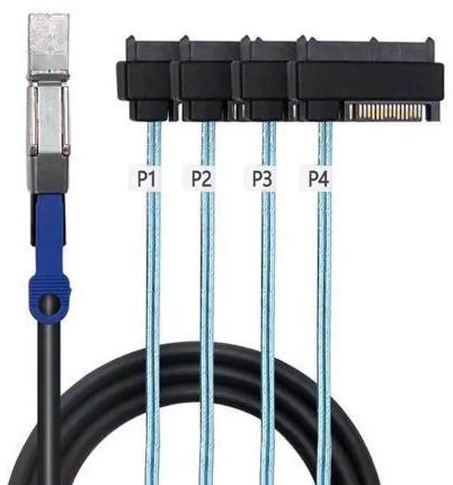 Main image of Deuninker Compatible with Mini SAS HD SFF-8644 to SFF-8482 29P 2-in-1 SATA Hard Drive Data Cable, 28AWG Copper, 12G High-Speed Harness (0.5M/19.68in)