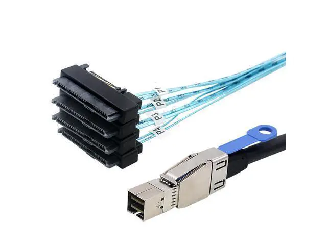 Alt view image 3 of 5 - Deuninker Compatible with Mini SAS HD SFF-8644 to SFF-8482 29P 2-in-1 SATA Hard Drive Data Cable, 28AWG Copper, 12G High-Speed Harness (0.5M/19.68in)