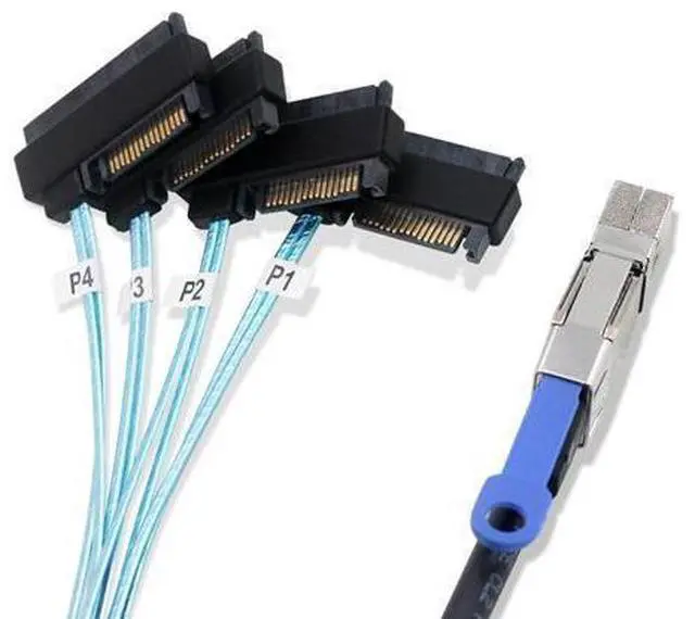 Alt view image 4 of 5 - Deuninker Compatible with Mini SAS HD SFF-8644 to SFF-8482 29P 2-in-1 SATA Hard Drive Data Cable, 28AWG Copper, 12G High-Speed Harness (0.5M/19.68in)