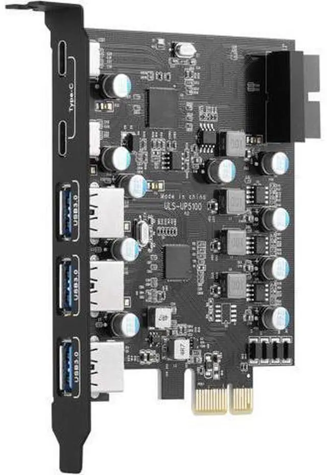 Main image of PCI-E to Type C (2), Type A (3) USB 3.0 5-Port PCI Express Expansion Card with Internal USB 3.0 19-Pin Connector for Windows Mac Pro (UP5100)