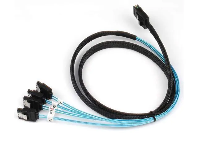 Alt view image 2 of 6 - Deuninker 2PCS Reversed Cable Mini SAS 36Pin SFF-8087 Male to 4 SATA 7Pin Female Cable, Mini SAS (Target) to 4 SATA (Host) Cable