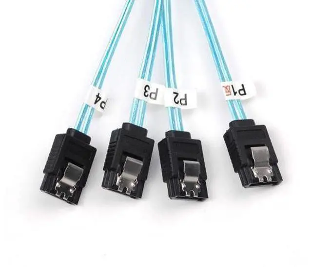 Alt view image 4 of 6 - Deuninker 2PCS Reversed Cable Mini SAS 36Pin SFF-8087 Male to 4 SATA 7Pin Female Cable, Mini SAS (Target) to 4 SATA (Host) Cable
