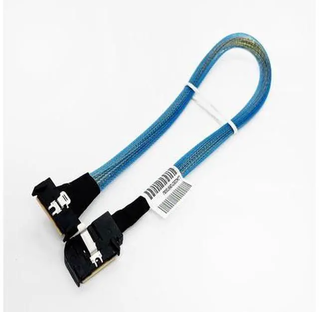 Alt view image 3 of 3 - Deuninker PCIE5.0 MCIO x8 to MCIO 8i Extension Cable 32Gbps High-Speed Crossings U.2 Hard Disk Cable for Server (Blue Straight to Side Bend 40cm)