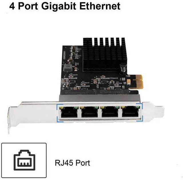 Alt view image 3 of 5 - Quantum Multi-Port Gigabit Ethernet Adapter 4 RJ45 PCIe X1 8111H Chip Compatible with NAS Workstation Upgrade