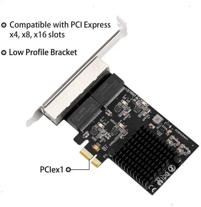 Alt view image 4 of 5 - Quantum Multi-Port Gigabit Ethernet Adapter 4 RJ45 PCIe X1 8111H Chip Compatible with NAS Workstation Upgrade
