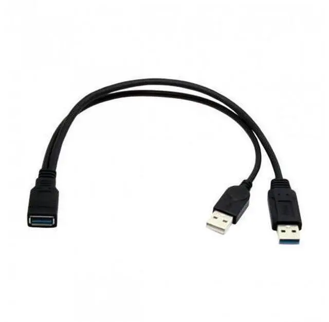 Alt view image 2 of 7 - FVH CY U3-065 Black USB 3.0 Female to Dual USB Male Extra Power Data Y Extension Cable for 2.5" Mobile Hard Disk