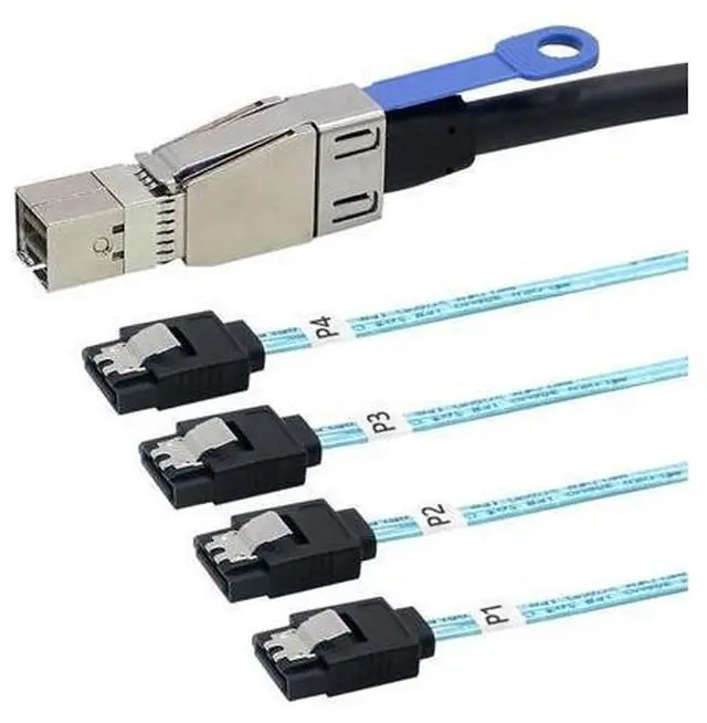 Alt view image 3 of 5 - Deuninker Mini SAS HD SFF-8644 with IC to 4 x SATA 7-Pin Cable \u2013 6Gbps High-Speed Server Hard Drive Interconnect, 28AWG Copper Wire (0.5m)