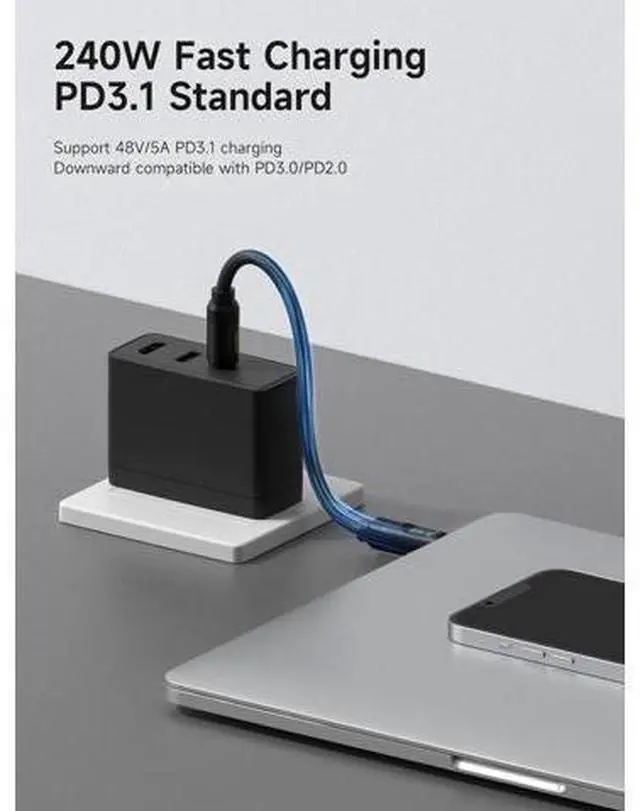 Alt view image 7 of 7 - USB 4 Cable, LED Display USB C 240W Fast Charging Cable with 8K@60Hz 40Gbps Data Transfer Thunderbolt 4/3 Video Cord for iPhone 16/15 Pro Max, iPad, MacBook Pro Air 3.3ft