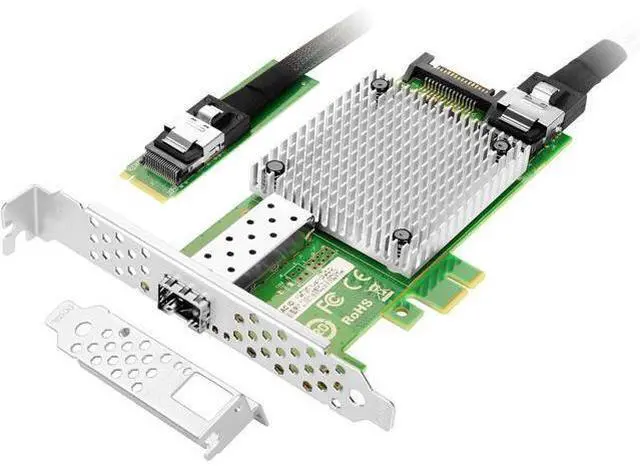 Main image of M.2 to 10GbE SFP+ NIC, Single SFP+ Port with In-tel 82599 chip, M.2 + M Key + SFF-8087 with 35cm(13.7in) Cable, 10 Gigabit Network Card for Windows, Linux, UEFI