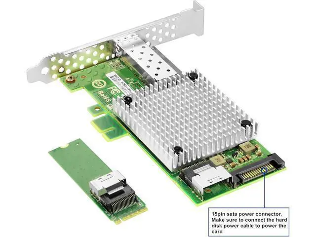 Alt view image 6 of 6 - M.2 to 10GbE SFP+ NIC, Single SFP+ Port with In-tel 82599 chip, M.2 + M Key + SFF-8087 with 35cm(13.7in) Cable, 10 Gigabit Network Card for Windows, Linux, UEFI
