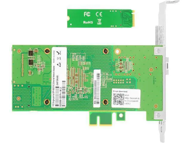 Alt view image 4 of 6 - M.2 to 10GbE SFP+ NIC, Single SFP+ Port with In-tel 82599 chip, M.2 + M Key + SFF-8087 with 35cm(13.7in) Cable, 10 Gigabit Network Card for Windows, Linux, UEFI