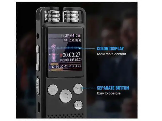 Alt view image 3 of 5 - Ecocleanpath Professional Voice Activated Digital Audio Recorder, 16GB USB Pen with Noise Reduction & 45H Battery, Black